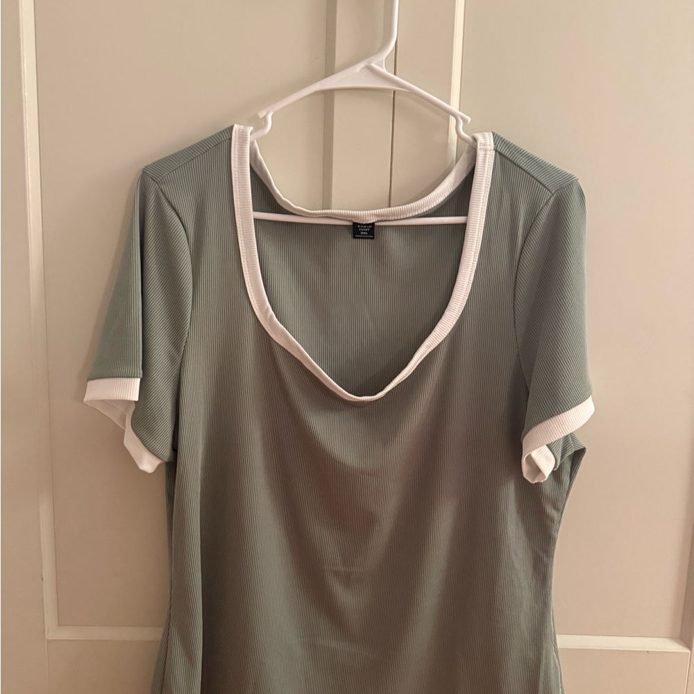 Women's Green Top with White Trim